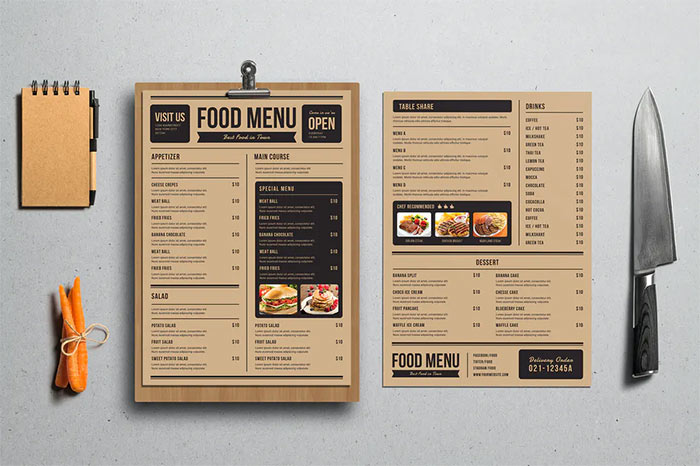 Brown Vintage Food Menu