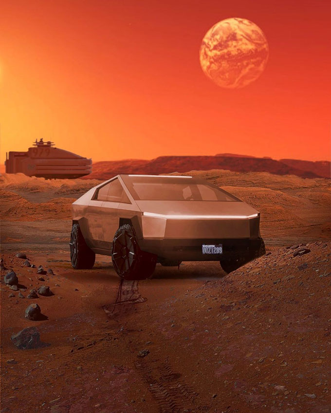 Tesla truck on mars